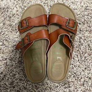 Brown faux Birkenstocks
